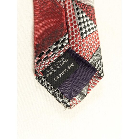 Vintage Jonathan Bryan abstract neck tie, red + chrome umbrella mod necktie, - Picture 10 of 10